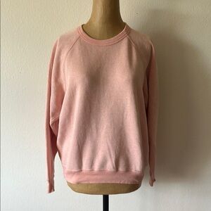 The Great sz 0 peach pink sweatshirt distressing at collar, cuffs and hem